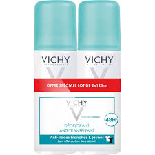 Vichy Déodorant Anti-Transpirant Anti-Traces Aérosol 48H – Lot de 2 x 125 ml
